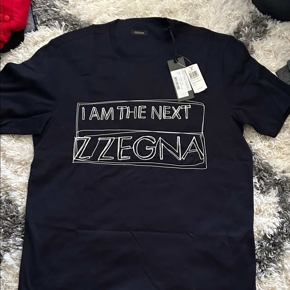 Z Zegna Black Graphic Men's T-Shirt